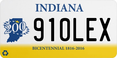 IN license plate 910LEX