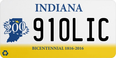 IN license plate 910LIC