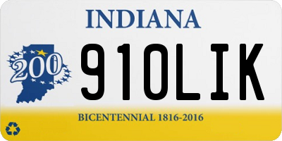 IN license plate 910LIK