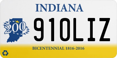 IN license plate 910LIZ