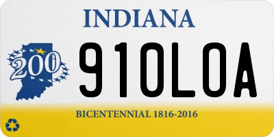 IN license plate 910LOA