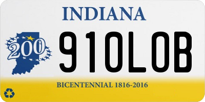IN license plate 910LOB