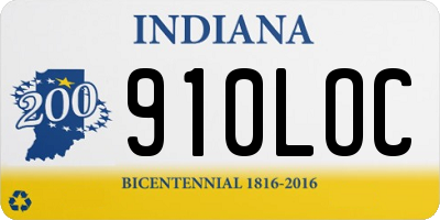 IN license plate 910LOC