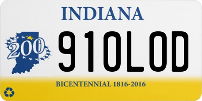 IN license plate 910LOD