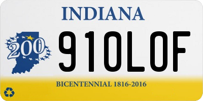 IN license plate 910LOF