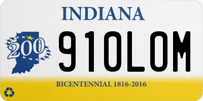 IN license plate 910LOM