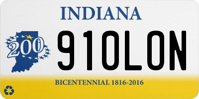 IN license plate 910LON