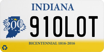 IN license plate 910LOT