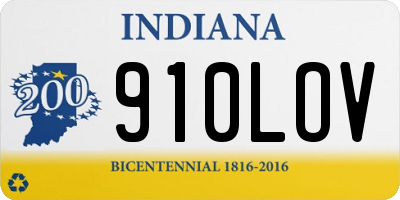 IN license plate 910LOV