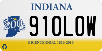 IN license plate 910LOW