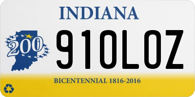 IN license plate 910LOZ