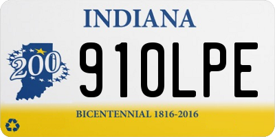 IN license plate 910LPE