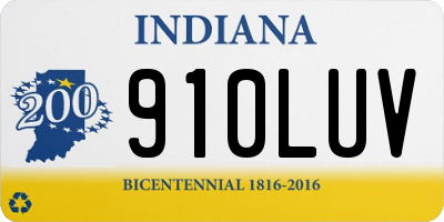 IN license plate 910LUV