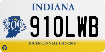 IN license plate 910LWB