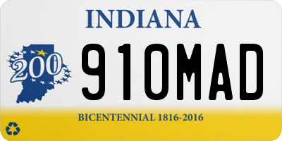 IN license plate 910MAD