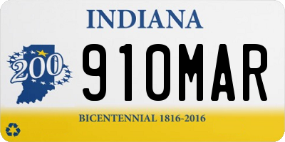 IN license plate 910MAR