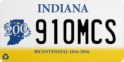 IN license plate 910MCS