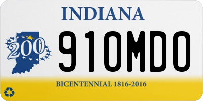 IN license plate 910MDO