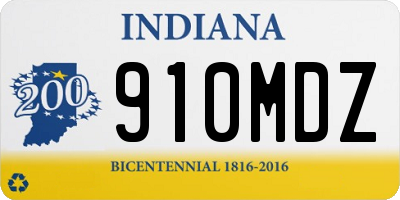IN license plate 910MDZ