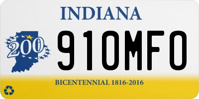IN license plate 910MFO