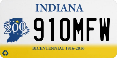 IN license plate 910MFW