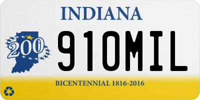 IN license plate 910MIL