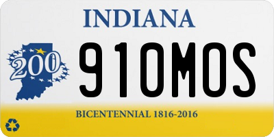 IN license plate 910MOS