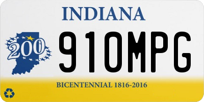 IN license plate 910MPG