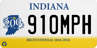 IN license plate 910MPH