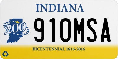 IN license plate 910MSA