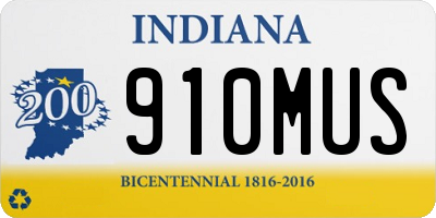 IN license plate 910MUS