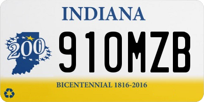 IN license plate 910MZB