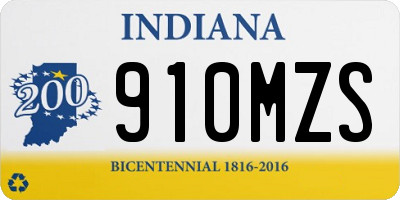 IN license plate 910MZS
