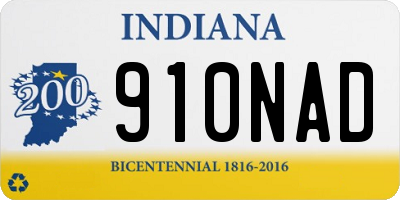 IN license plate 910NAD