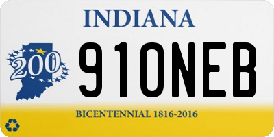 IN license plate 910NEB