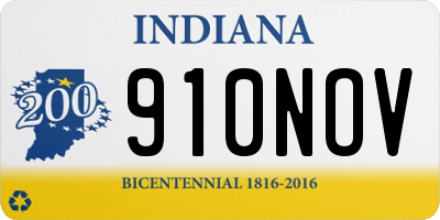 IN license plate 910NOV