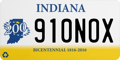 IN license plate 910NOX