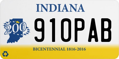 IN license plate 910PAB