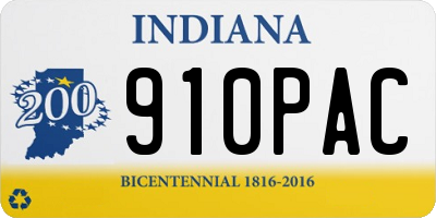 IN license plate 910PAC