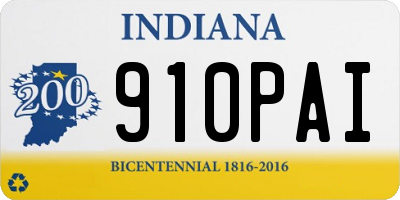 IN license plate 910PAI