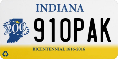 IN license plate 910PAK