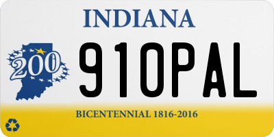 IN license plate 910PAL