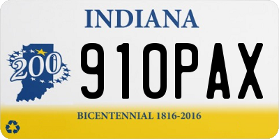IN license plate 910PAX