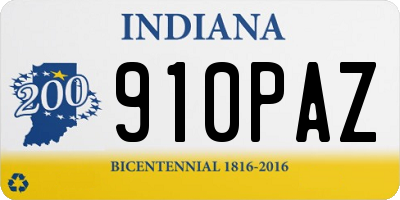 IN license plate 910PAZ