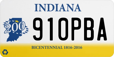 IN license plate 910PBA