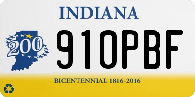 IN license plate 910PBF