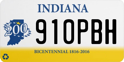 IN license plate 910PBH