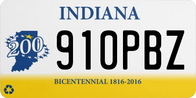 IN license plate 910PBZ