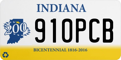 IN license plate 910PCB