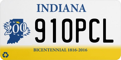IN license plate 910PCL